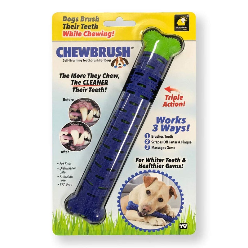 BulbHead Chewbrush Toothbrush and Toy - No Dog Toothpaste Required - Great Teeth Cleaning Toy (1 Pack) - Image 1
